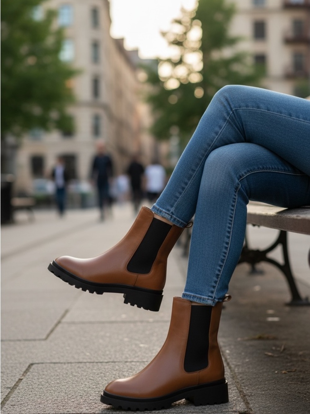 Brown Amazon Essential Ankle Boots with Black Elastic Panel - Women
